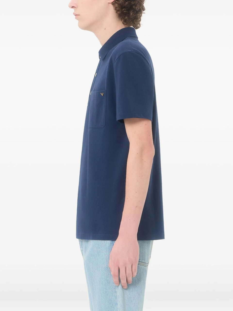 Valentino Structured Collar Cotton Polo Shirt Zwart
