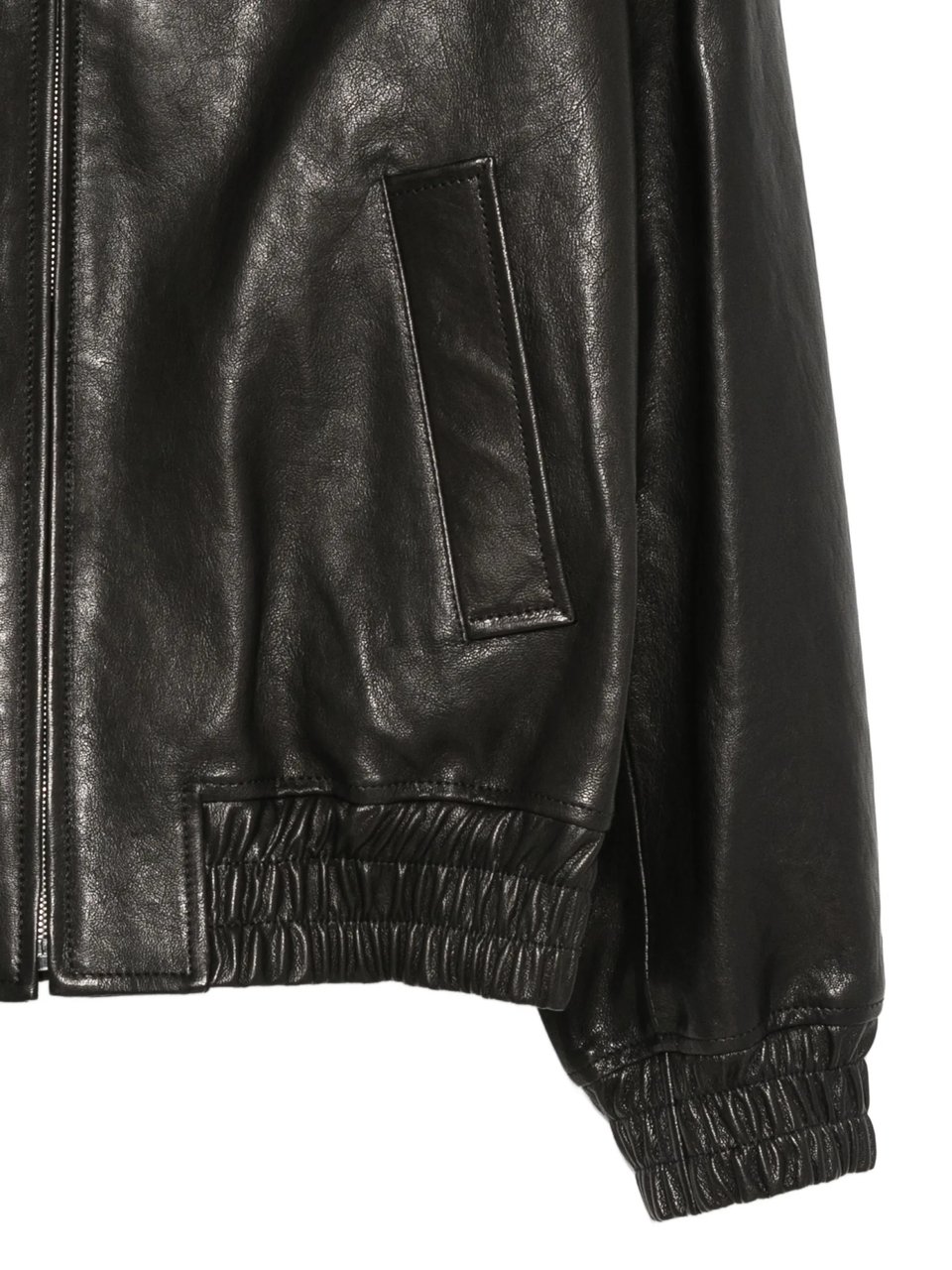Valentino Nappa Leather Jacket with Front Zipper and Angled Pockets Zwart