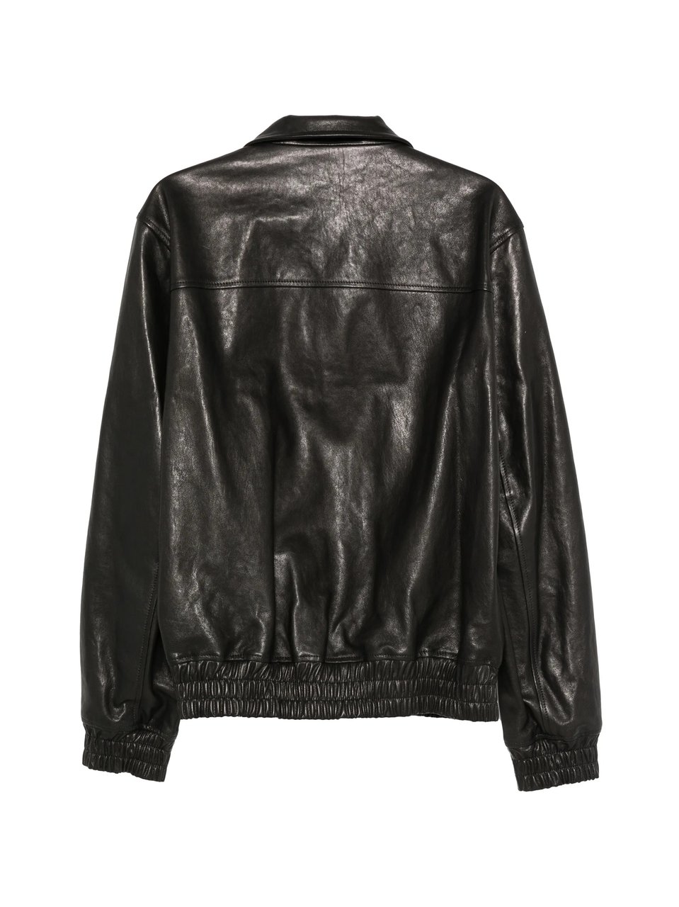 Valentino Nappa Leather Jacket with Front Zipper and Angled Pockets Zwart