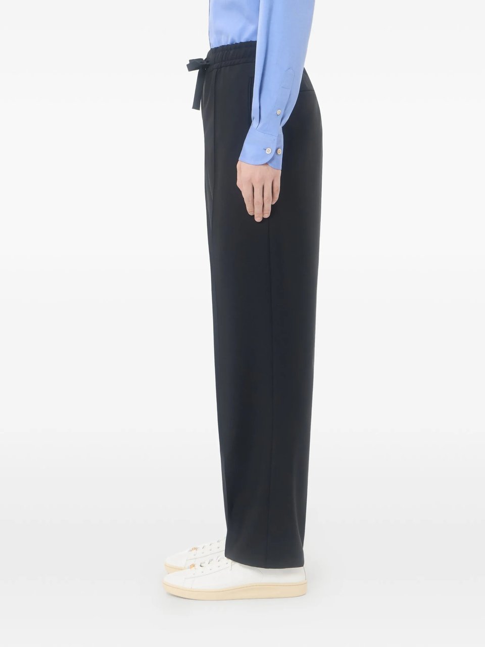 Valentino Pantalone Ricamo V Logo Mohair Trousers Zwart