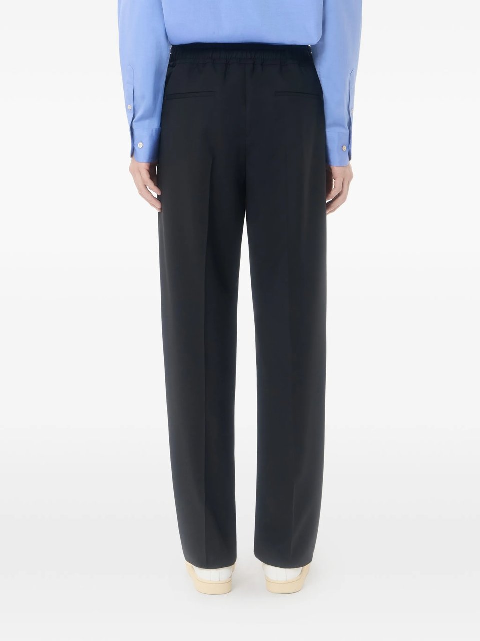 Valentino Pantalone Ricamo V Logo Mohair Trousers Zwart