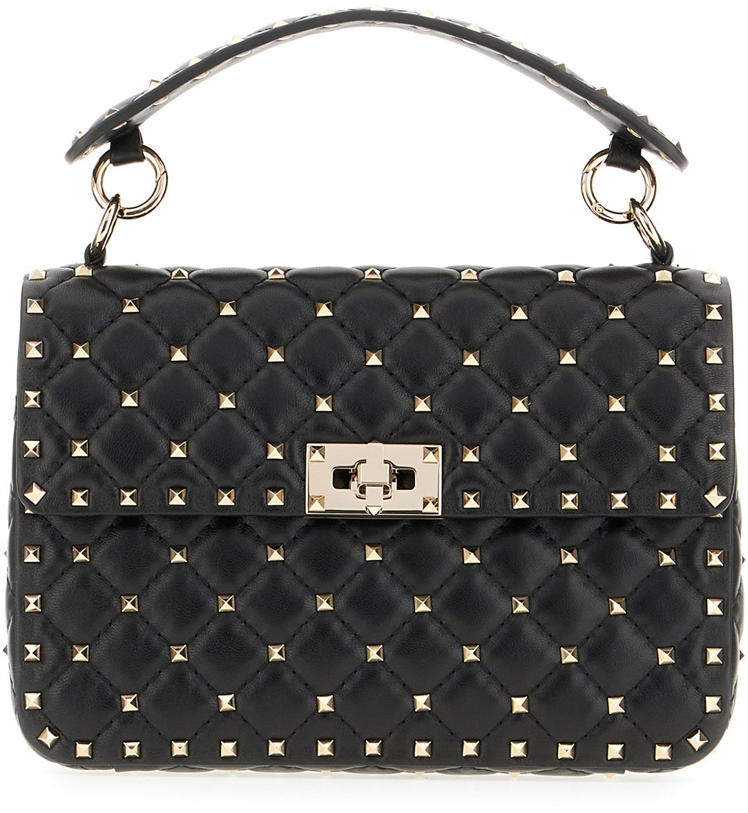 Valentino Garavani Black nappa leather medium Rockstud Spike handbag Zwart