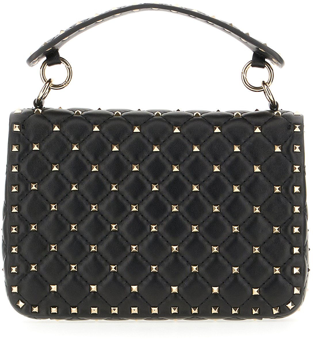 Valentino Garavani Black nappa leather medium Rockstud Spike handbag Zwart