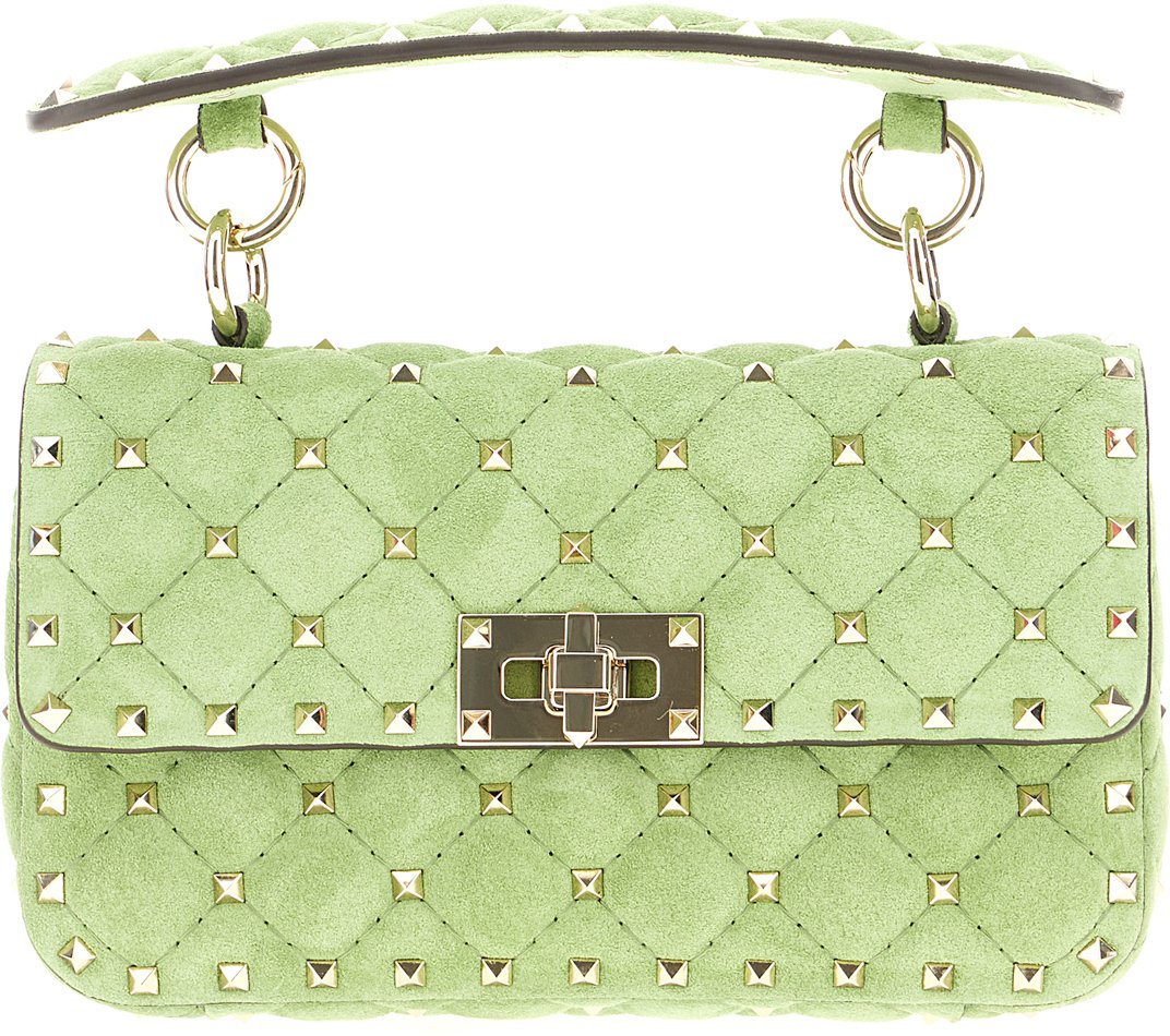 Valentino Garavani Green Rockstud Spike suede handbag Groen