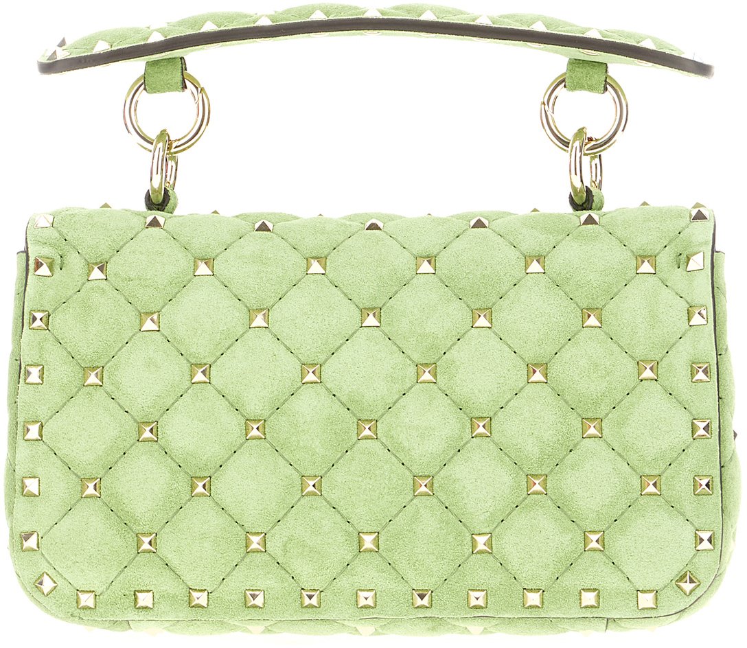 Valentino Garavani Green Rockstud Spike suede handbag Groen
