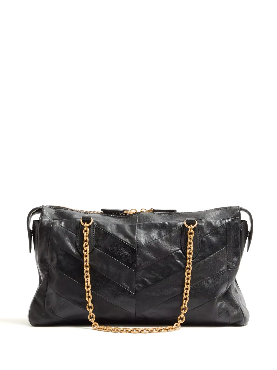 Valentino Medium Chevron Pattern Nappa Leather Shoulder Bag Zwart