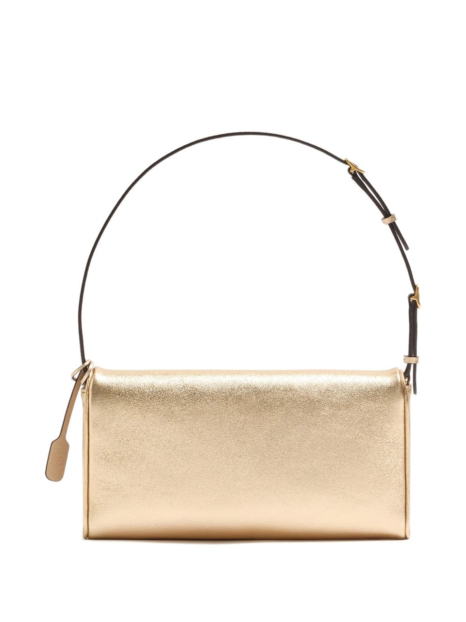 Valentino Rectangular Nappa Leather Shoulder Bag with Metal Logo Neutraal