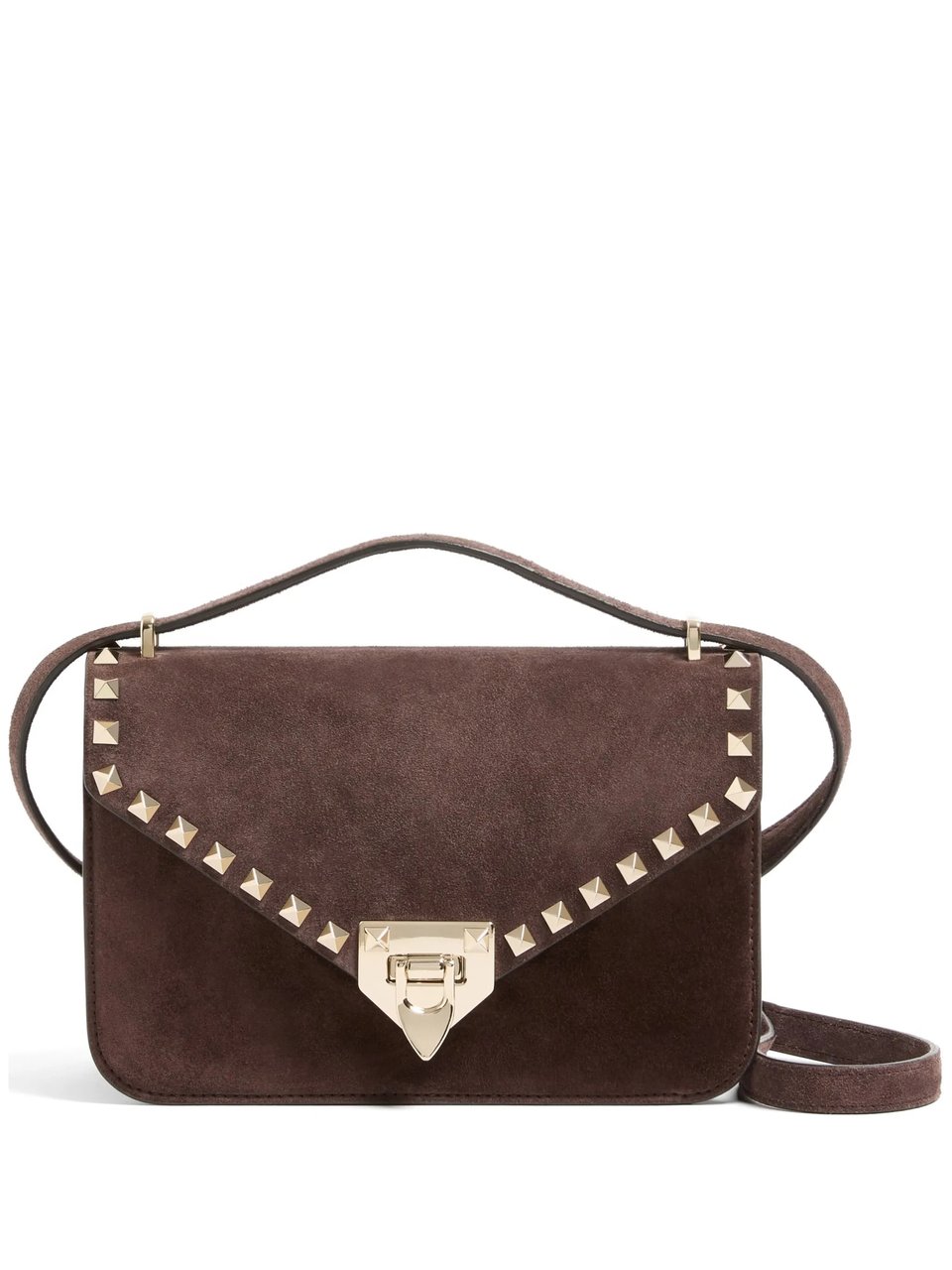 Valentino Rockstud Small Suede Shoulder Bag Bruin