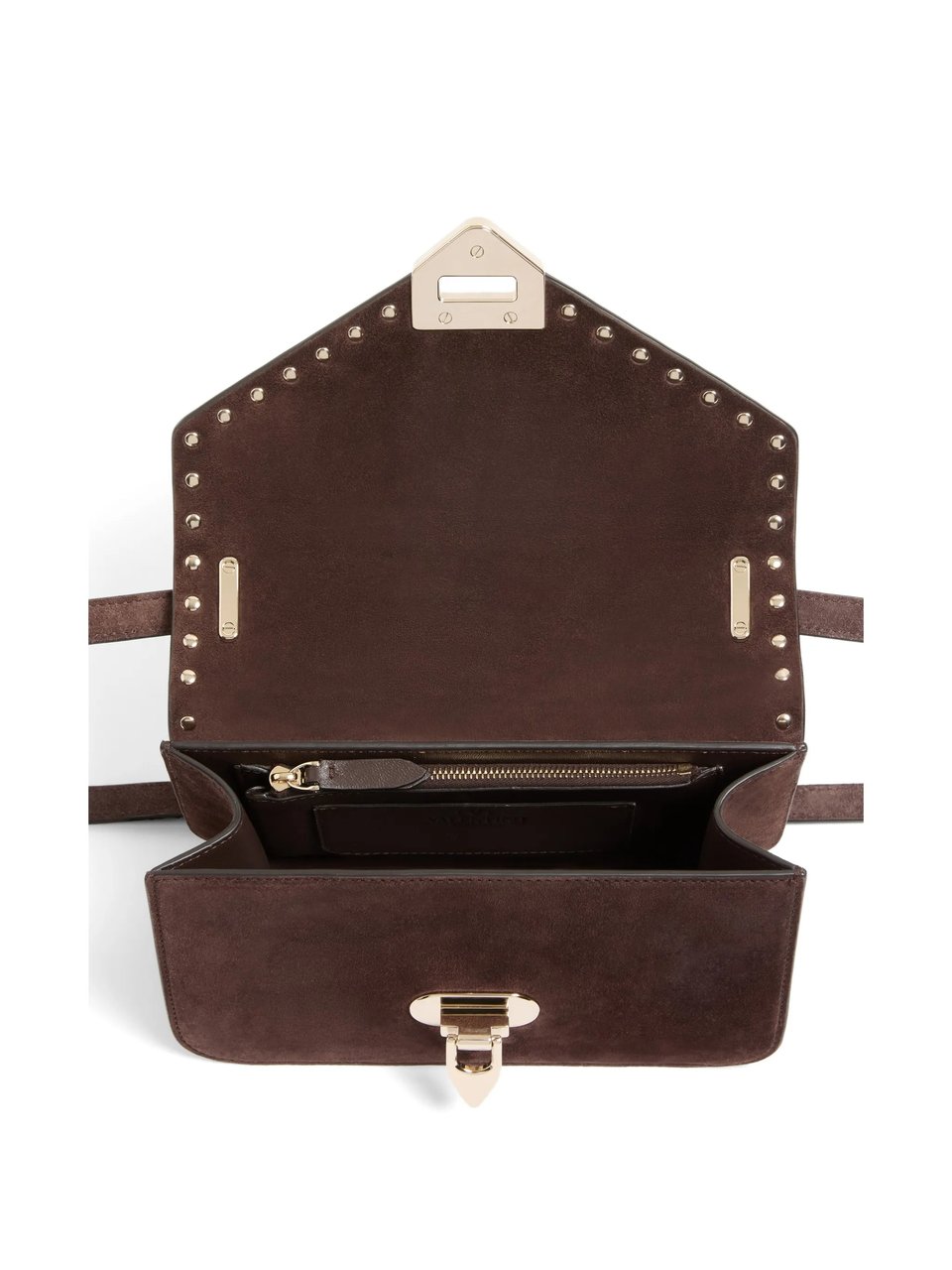 Valentino Rockstud Small Suede Shoulder Bag Bruin