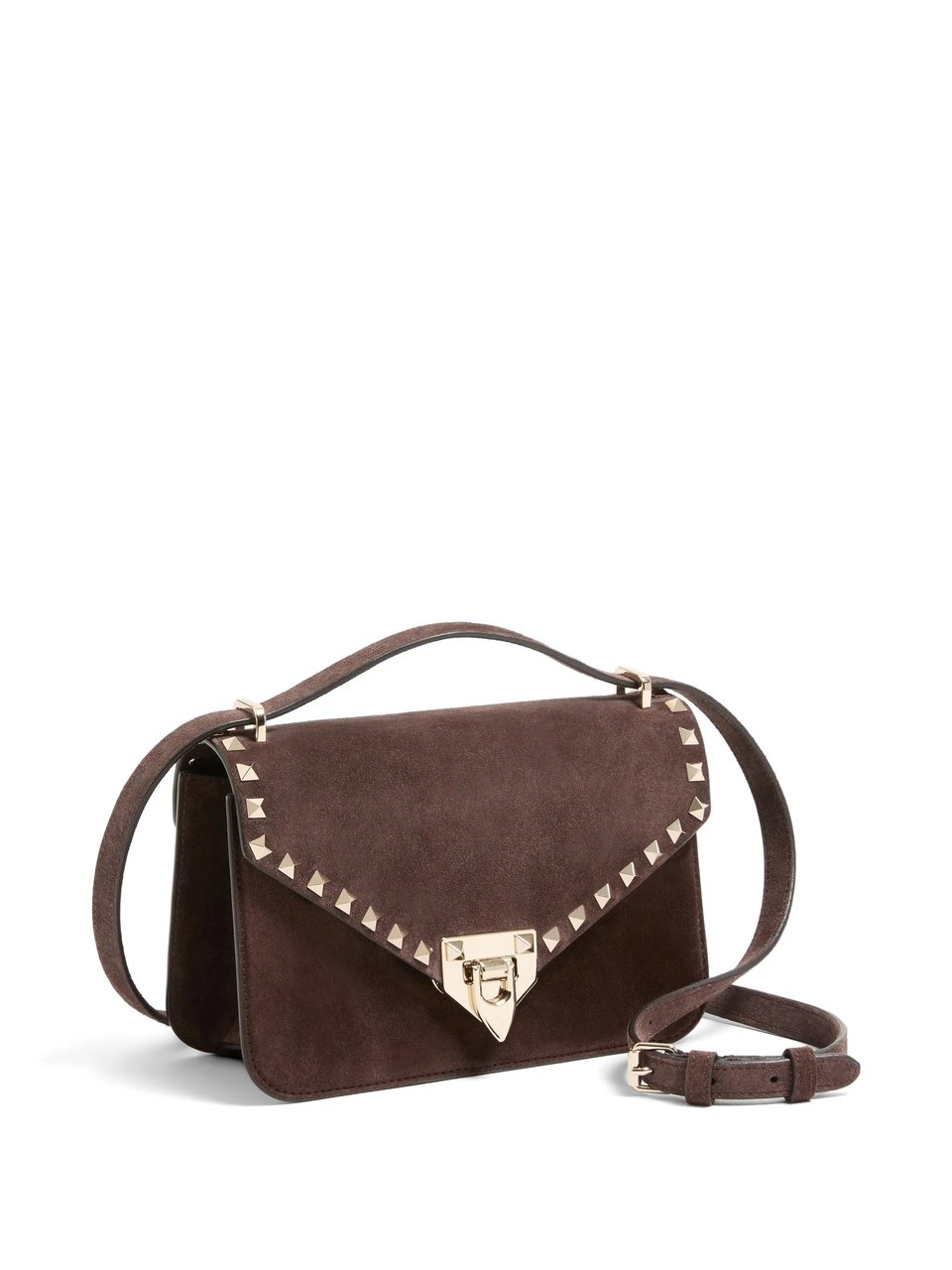 Valentino Rockstud Small Suede Shoulder Bag Bruin