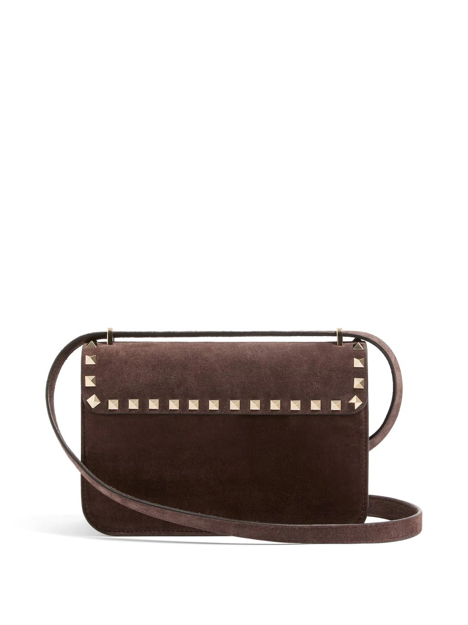Valentino Rockstud Small Suede Shoulder Bag Bruin