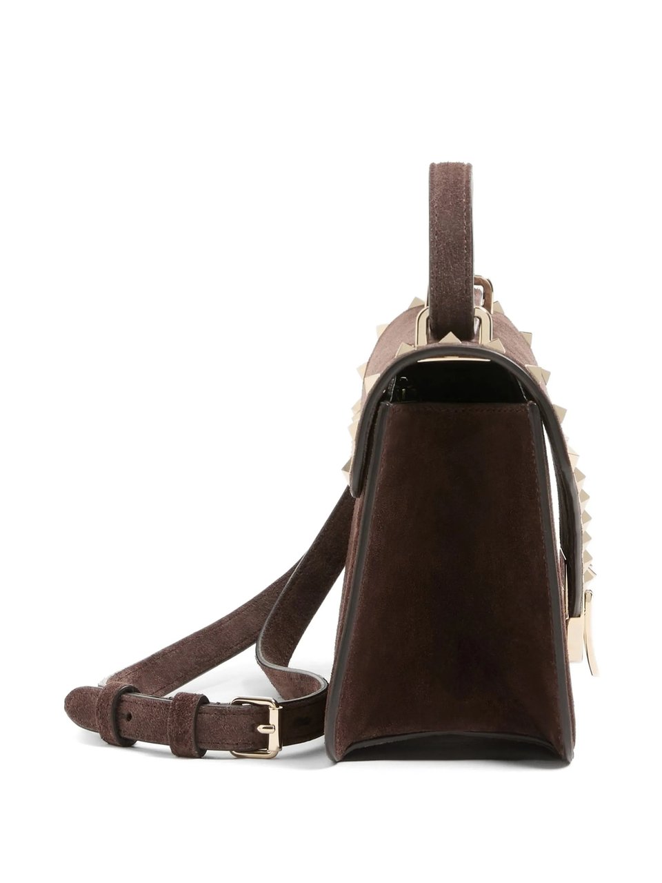 Valentino Rockstud Small Suede Shoulder Bag Bruin