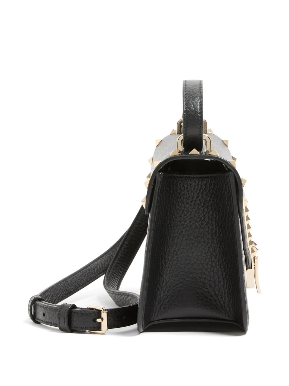 Valentino Rockstud Small Textured Leather Bag Zwart