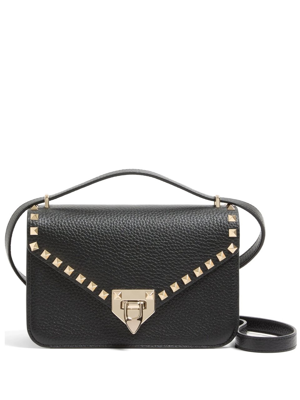 Valentino Rockstud Small Textured Leather Bag Zwart
