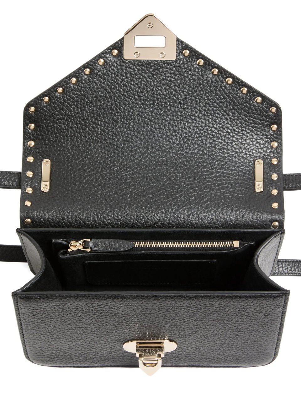 Valentino Rockstud Small Textured Leather Bag Zwart