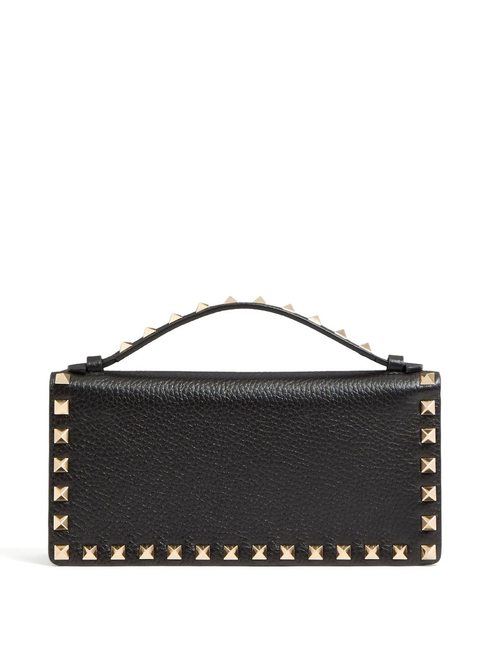 Valentino Wallet W/Strap Rockstud Textured Leather Chain Zwart