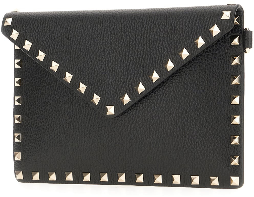 Valentino Garavani Black leather pouch Zwart