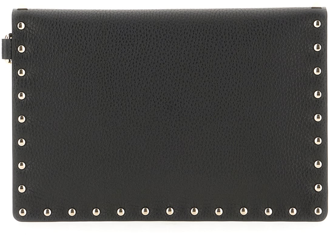 Valentino Garavani Black leather pouch Zwart