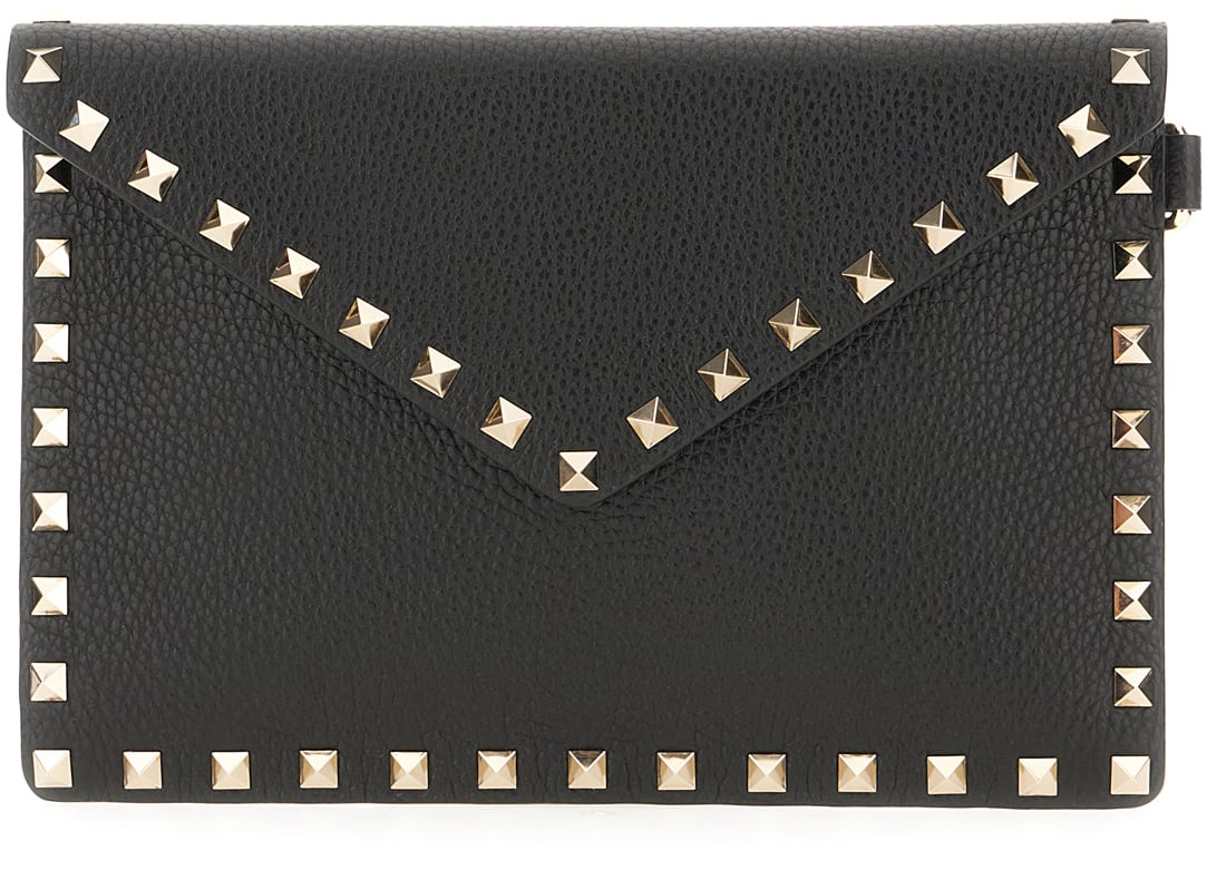 Valentino Garavani Black leather pouch Zwart