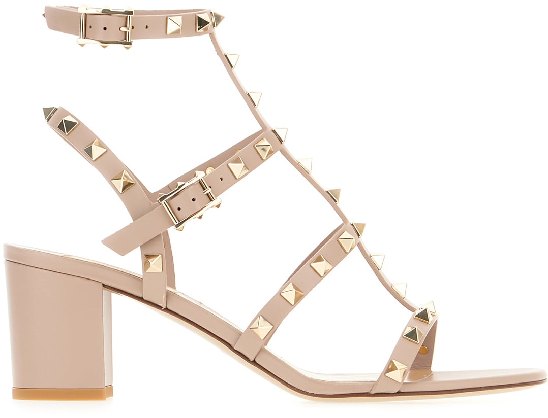 Valentino Garavani Antiqued pink leather sandals Roze