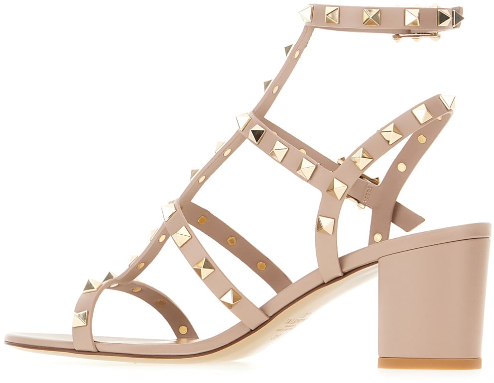 Valentino Garavani Antiqued pink leather sandals Roze