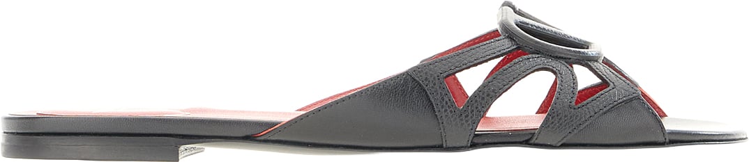 Valentino Garavani Black leather slippers Zwart