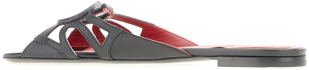 Valentino Garavani Black leather slippers Zwart