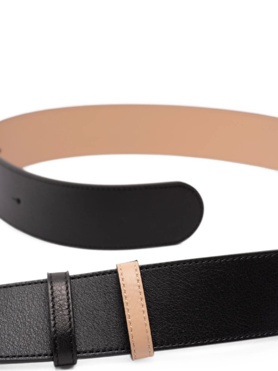 Valentino Reversible Calf Leather Belt with Gold-Tone V Logo Zwart