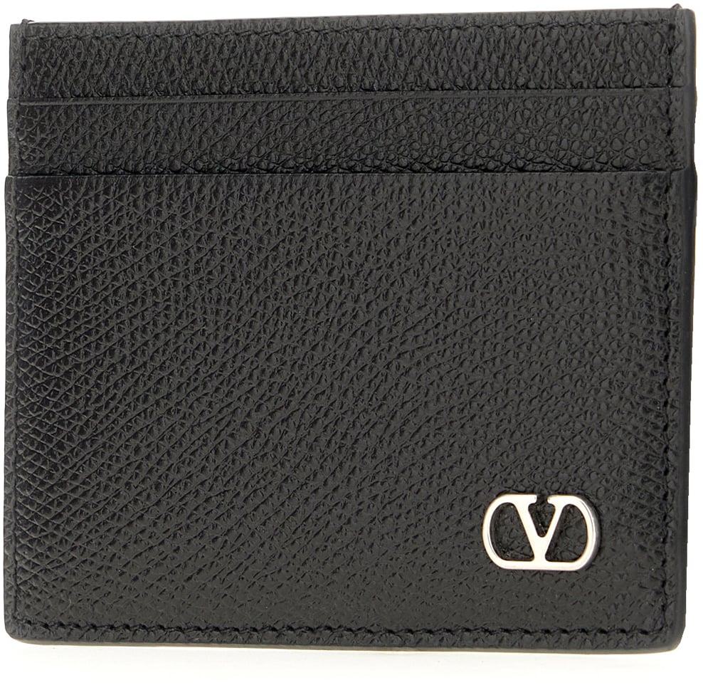 Valentino Garavani Black leather card holder Zwart
