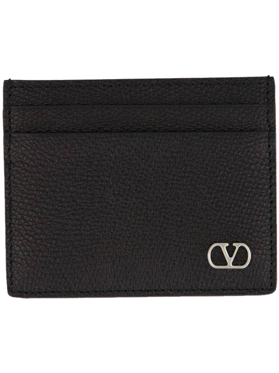 Valentino Card Holder Vlogo Textured Leather Case Zwart