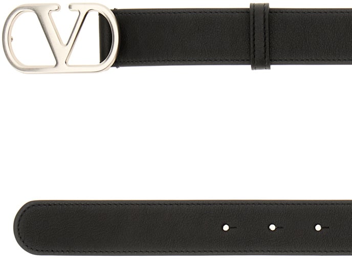 Valentino Garavani Black leather belt Zwart