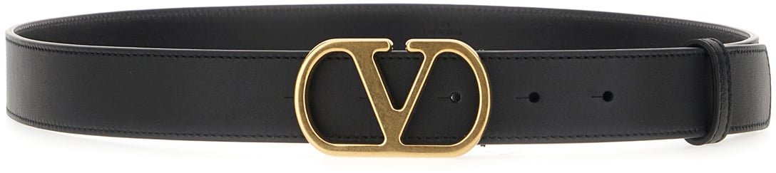 Valentino Garavani Black leather belt Zwart