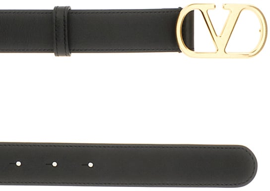 Valentino Garavani Black leather belt Zwart