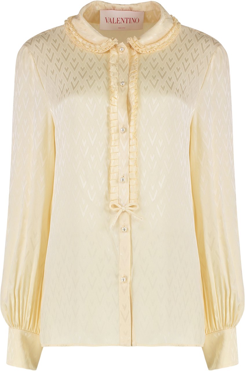 Valentino Toute la V Silk shirt Neutraal