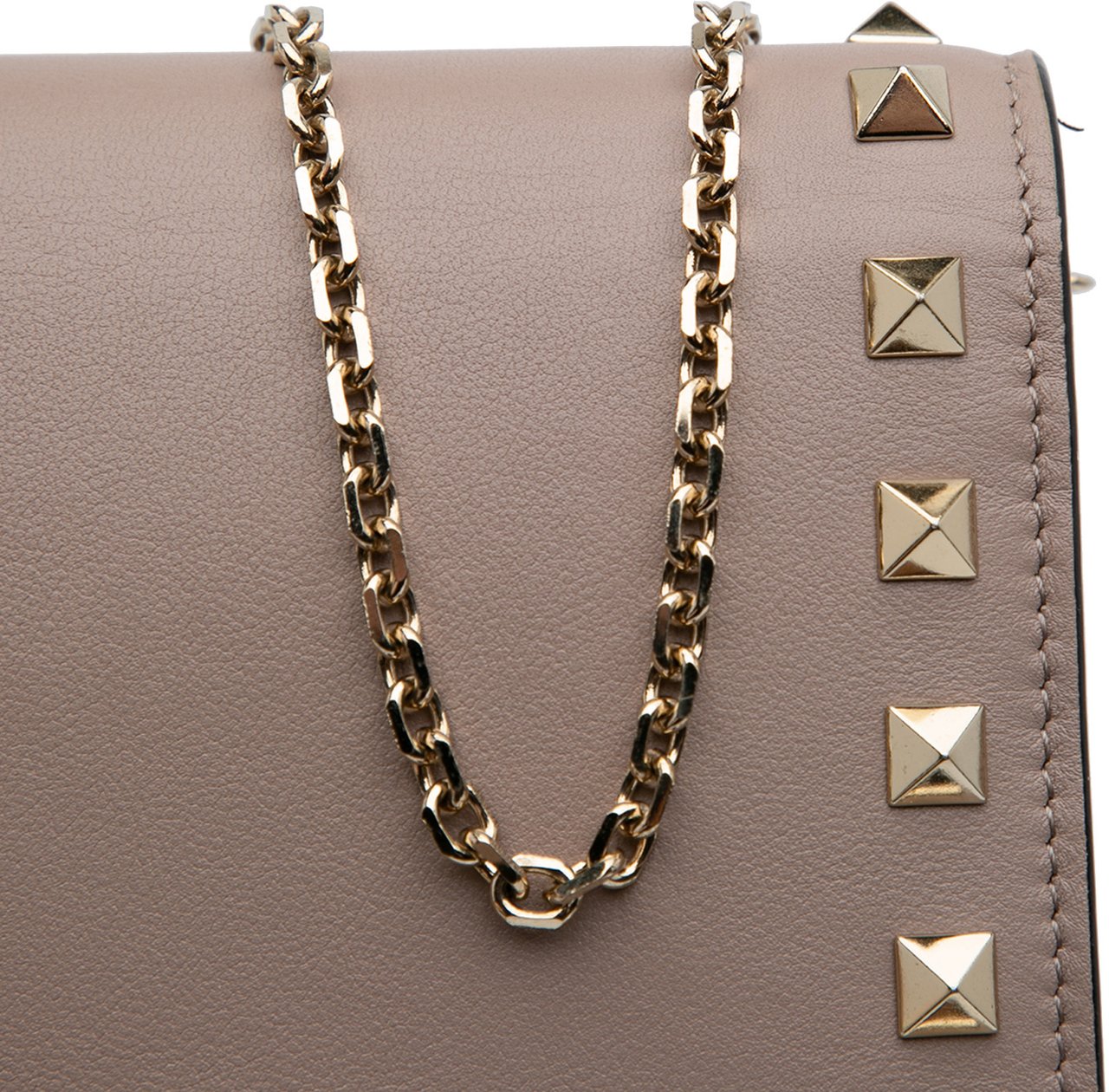 Valentino Calfskin Rockstud Envelope Wallet on Chain Bruin