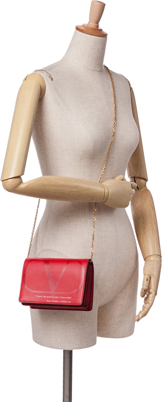 Valentino Leather Love Lab Chain Crossbody Rood