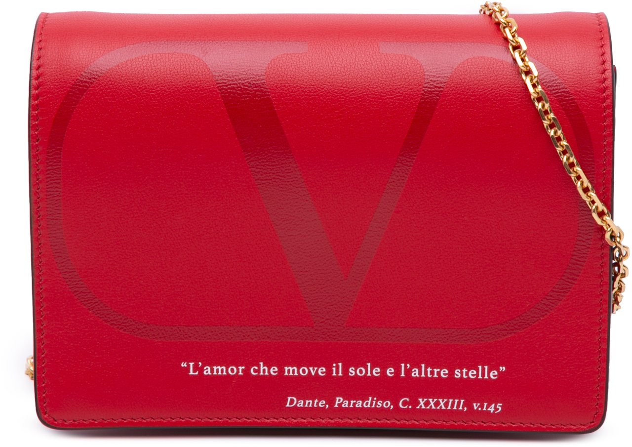 Valentino Leather Love Lab Chain Crossbody Rood