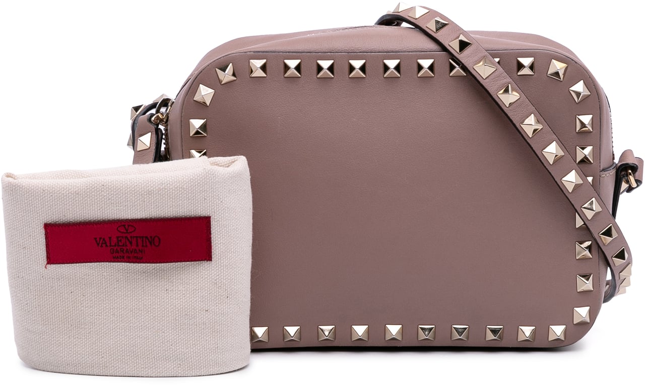 Valentino Leather Rockstud Camera Bag Roze