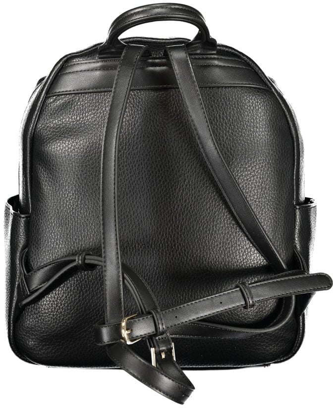 Valentino by Mario Valentino Mario Valentino Black Polyurethane Women Backpack Zwart