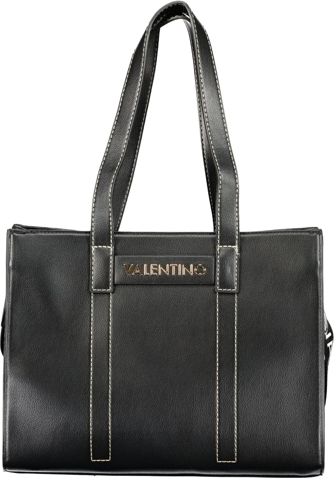 Valentino by Mario Valentino Mario Valentino Black Polyurethane Women's Bag with Shoulder Straps and Pockets Zwart