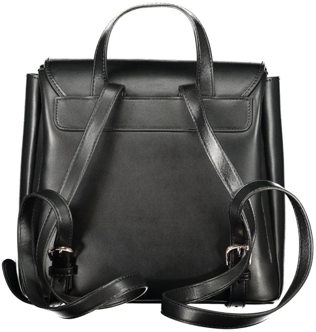 Valentino by Mario Valentino Mario Valentino Black Polyurethane Women's Backpack Zwart