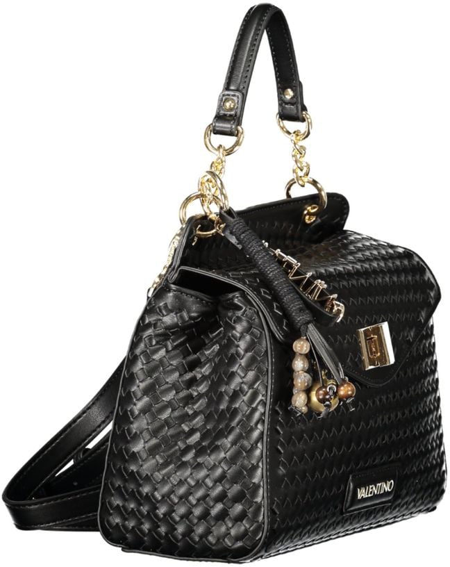 Valentino by Mario Valentino Mario Valentino Black Polyurethane Women's Bag with Adjustable Strap Zwart