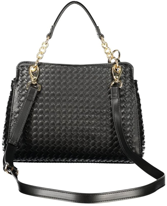 Valentino by Mario Valentino Mario Valentino Black Polyurethane Women's Bag with Adjustable Strap Zwart