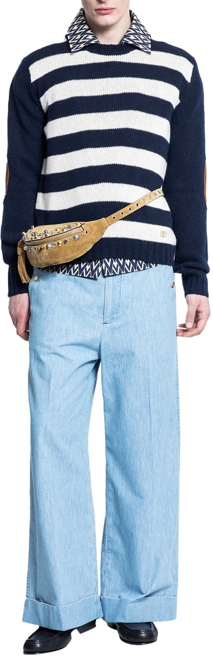 Valentino Cashmere And Wool Navy Dessin Blauw