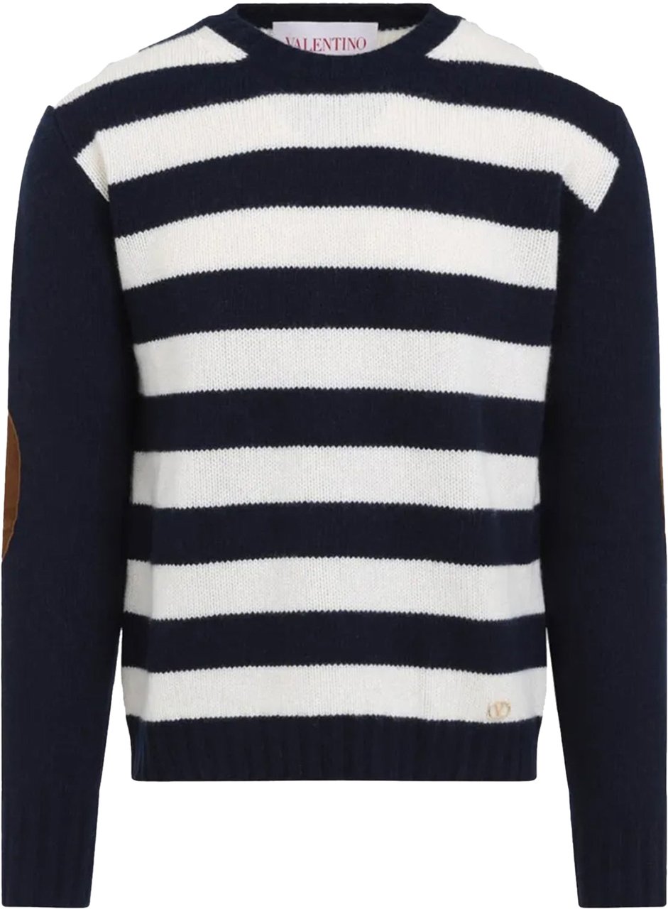 Valentino Cashmere And Wool Navy Dessin Blauw