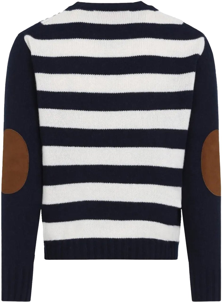 Valentino Cashmere And Wool Navy Dessin Blauw