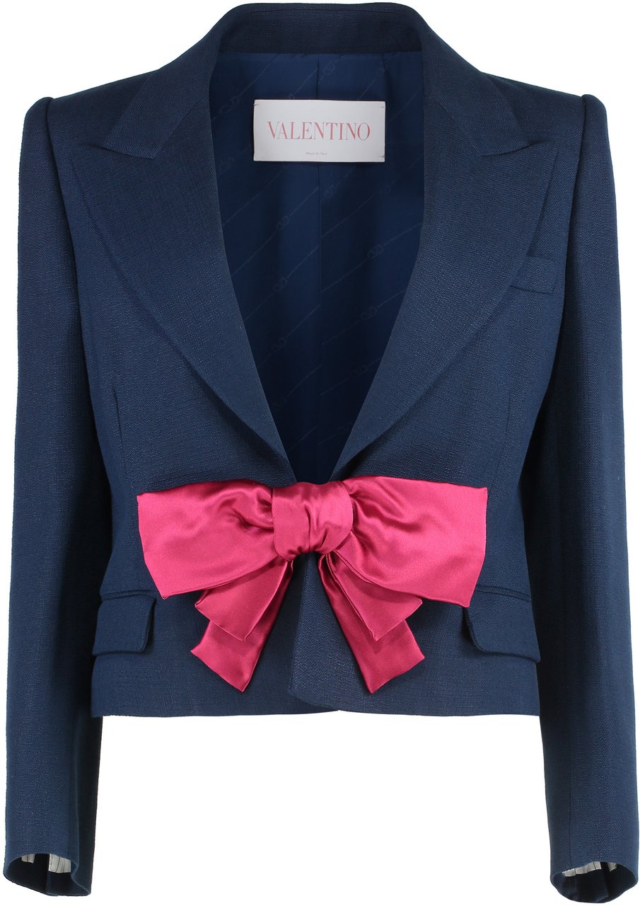 Valentino Short jacket with applied bow Blauw