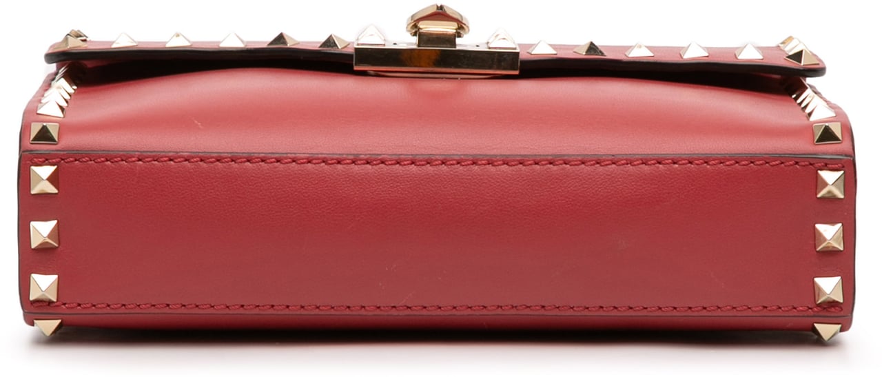 Valentino Small Leather Rockstud Flap Crossbody Rood