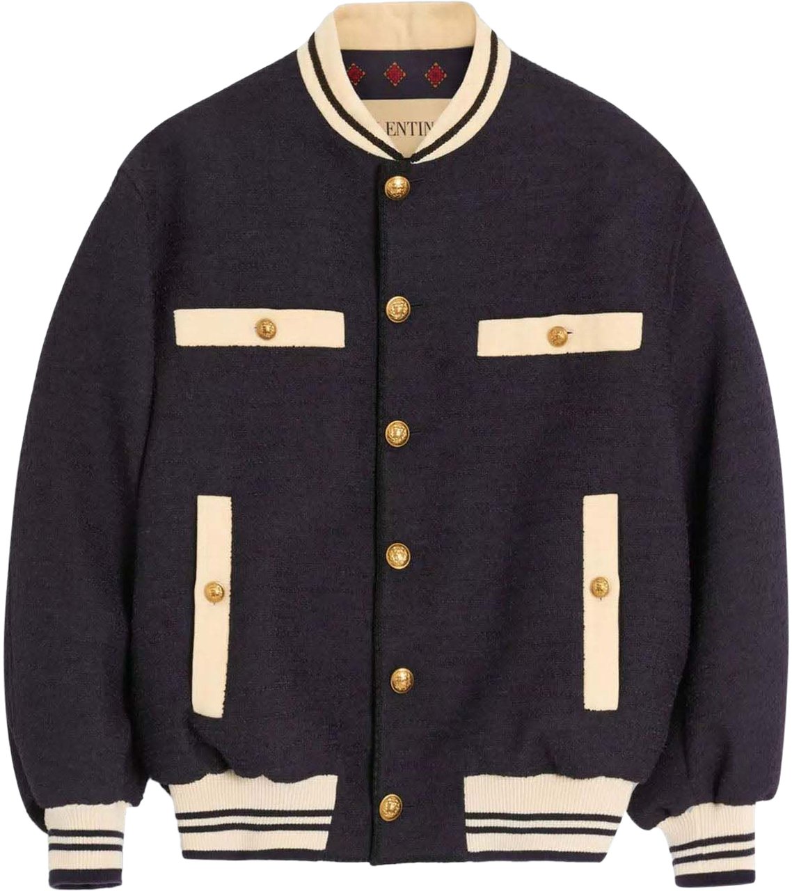 Valentino CRISP TWEED BOMBER JACKET Blauw