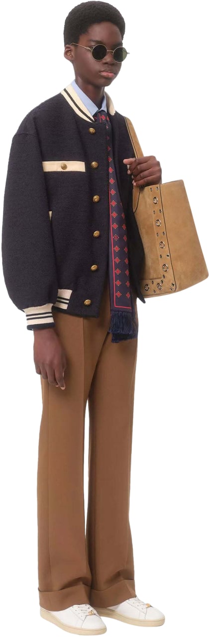 Valentino CRISP TWEED BOMBER JACKET Blauw